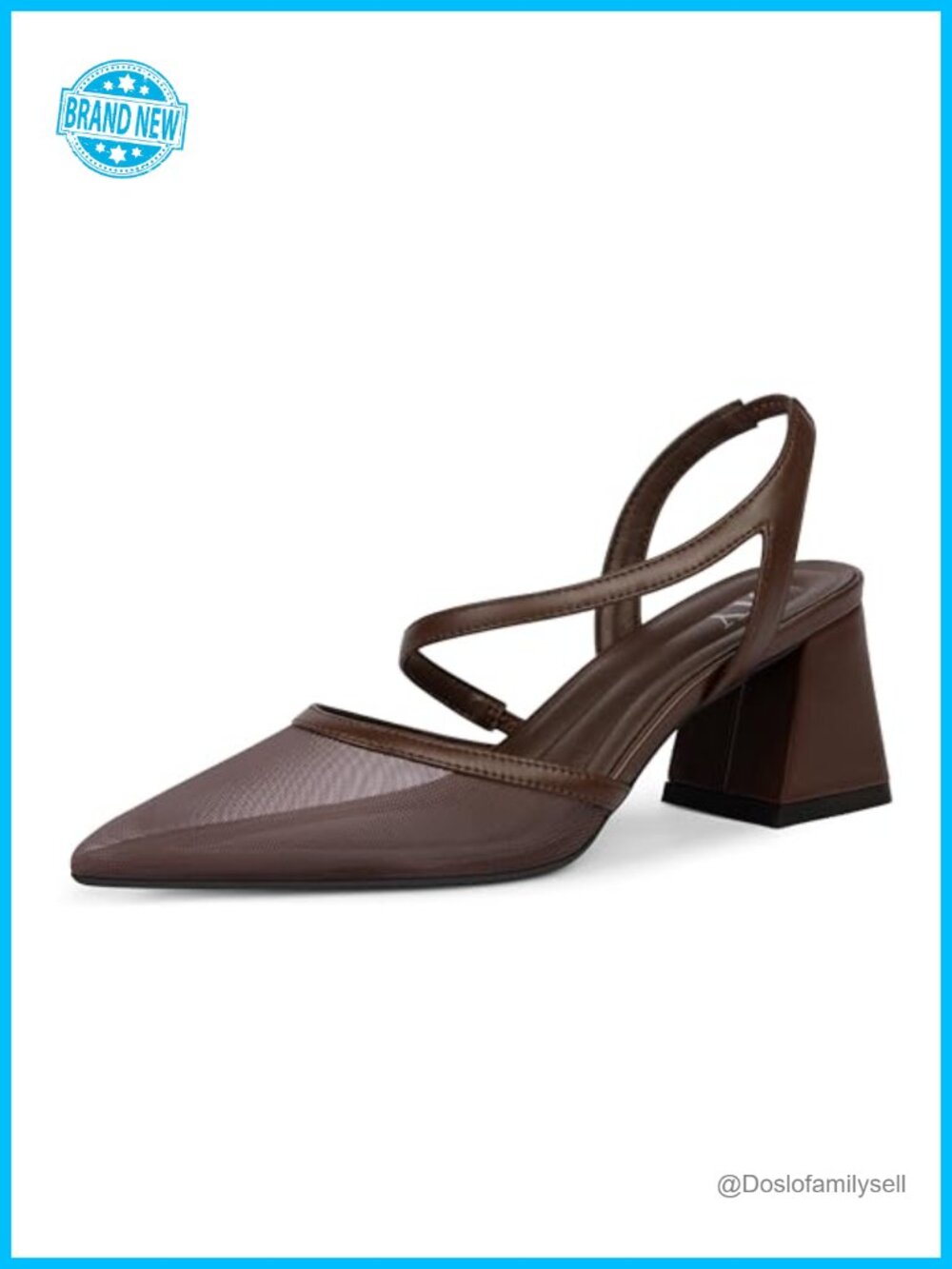 Women's Slingback Chunky Mid Heel Pointed Toe Pump